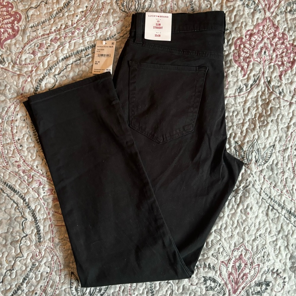 NEW WITH TAGS MENS LUCKY BRAND SLIM FIT BLACK PANTS 32X30